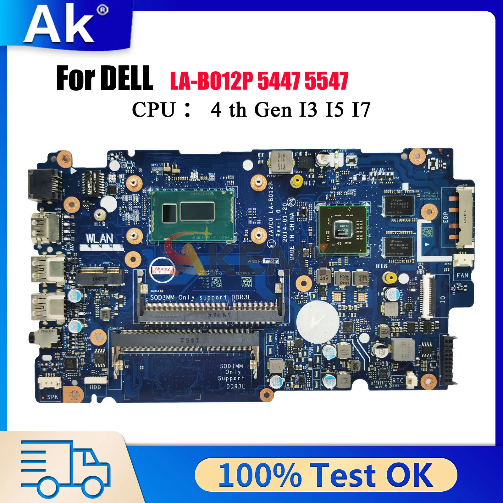 

Материнская плата LA-B012P для Dell Inspiron 14 5443 5447 5448 5542 5547 5548 с процессором i5 i7 CN-0V25MC 006M0K, 100% полностью протестирована