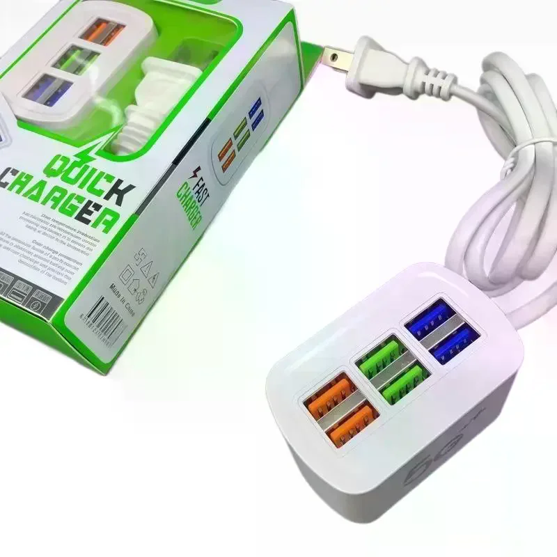 6 USB Charger Power Strip Universal Fast Charging EU/US Plug Phone Charger Adapter Electric Socket Extension Cable Table Socket