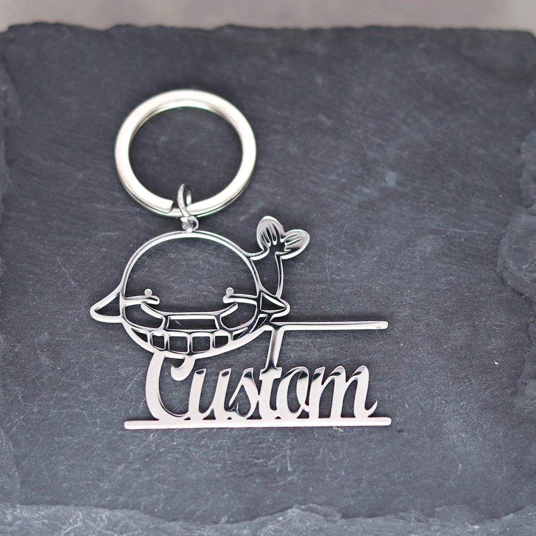 Ocean Animal Shark Pendant Customized Engrave Name Keychain Men Women Car Keyring Stainless Steel Jewelry Souvenir Gift