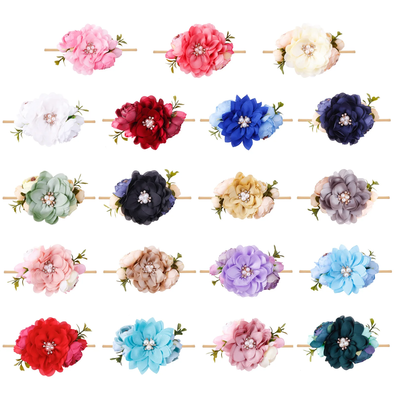 Baby Princess Flower Headband Girl\'s Floral Head Band Girl Flower Fontanelle Hair Dressing Headbands with big flower for party