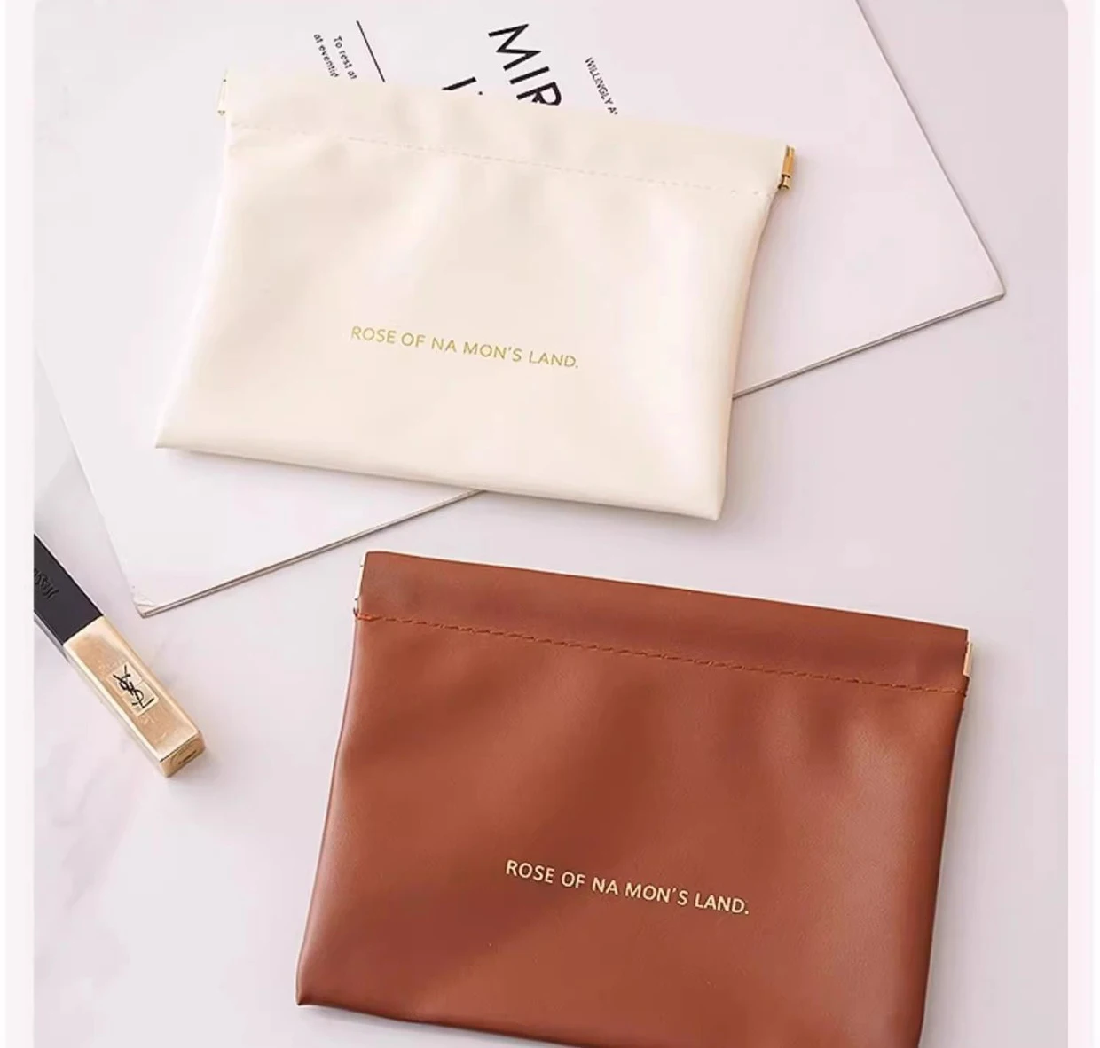 Shrapnel Storage Bag Automatic Closure Wired Headphone Pu Coin Purse Mini Portable Lipstick Makeup