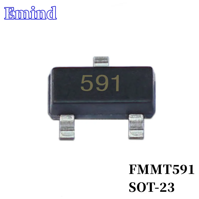 100Pcs FMMT591 SMD Transistor Footprint SOT-23 Silkscreen 591 Type NPN 60V/1A Bipolar Amplifier Transistor