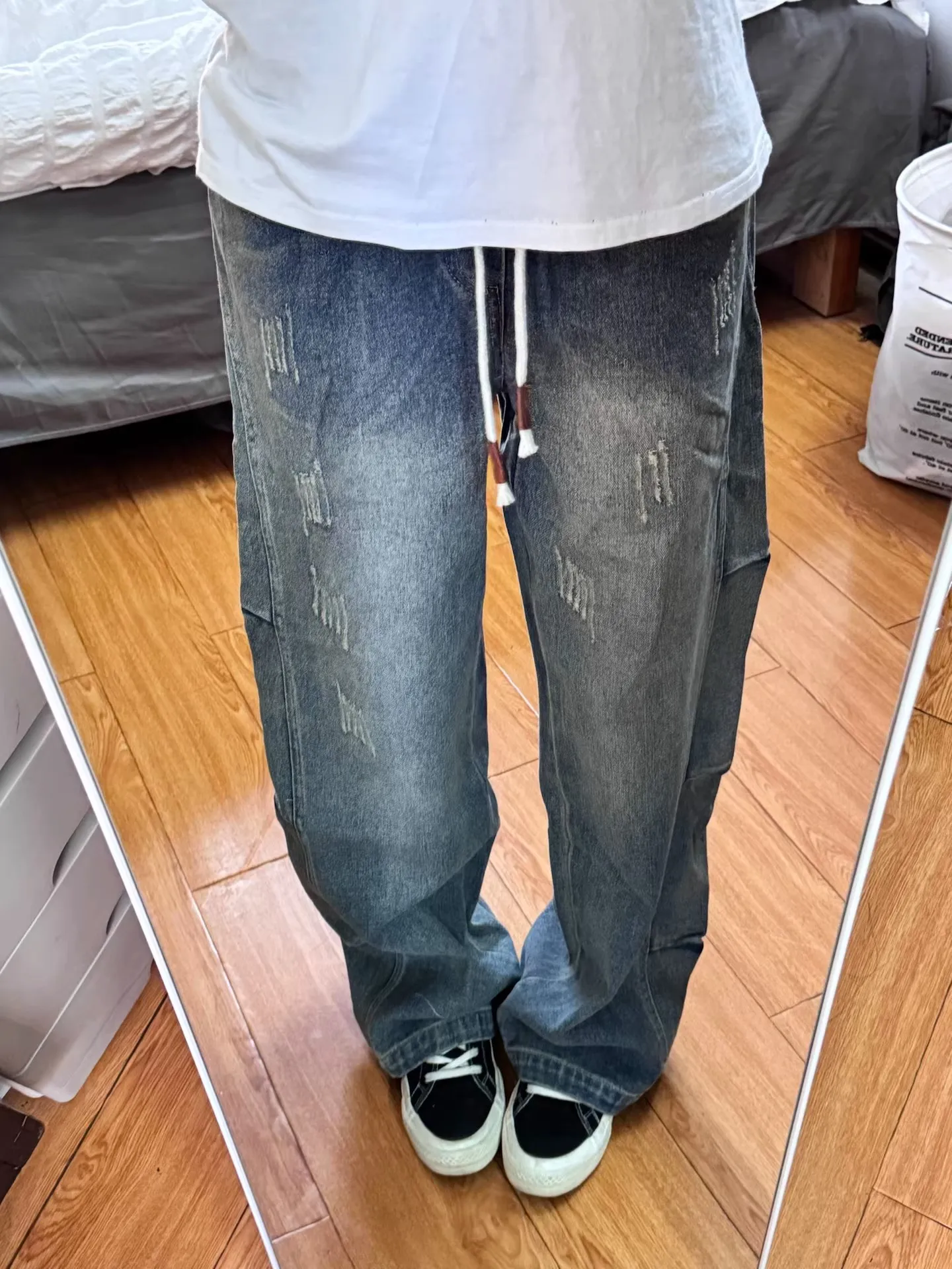 

Джинсы с прямыми штанинами Waed adient, мужские повседневные брюки с драпировкой и царапинами, молодежная модная повседневная одежда