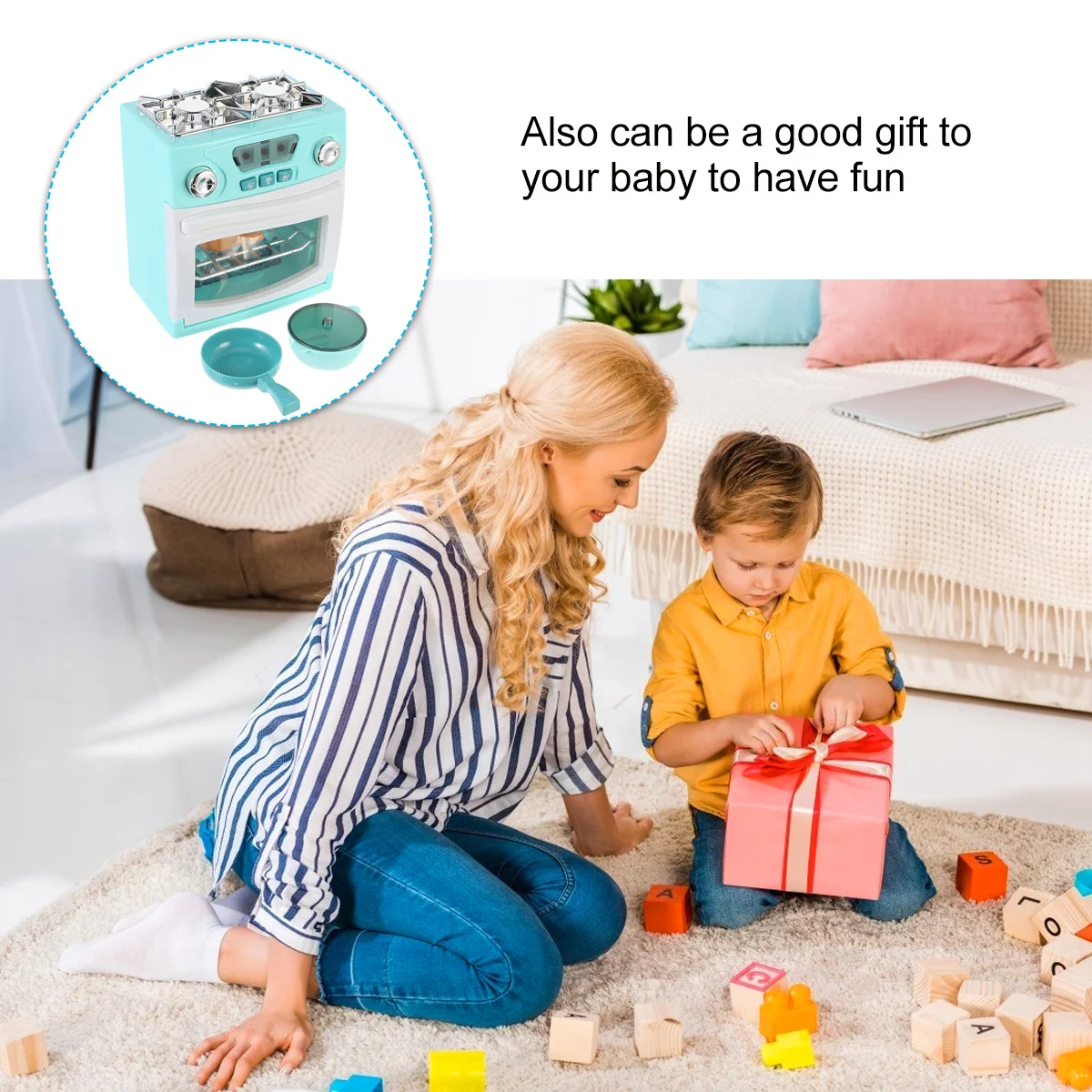 

Artificial Stove Oven Shape Early Education Interactive Plaything for Baby Creative Color Recognition Educational Gift