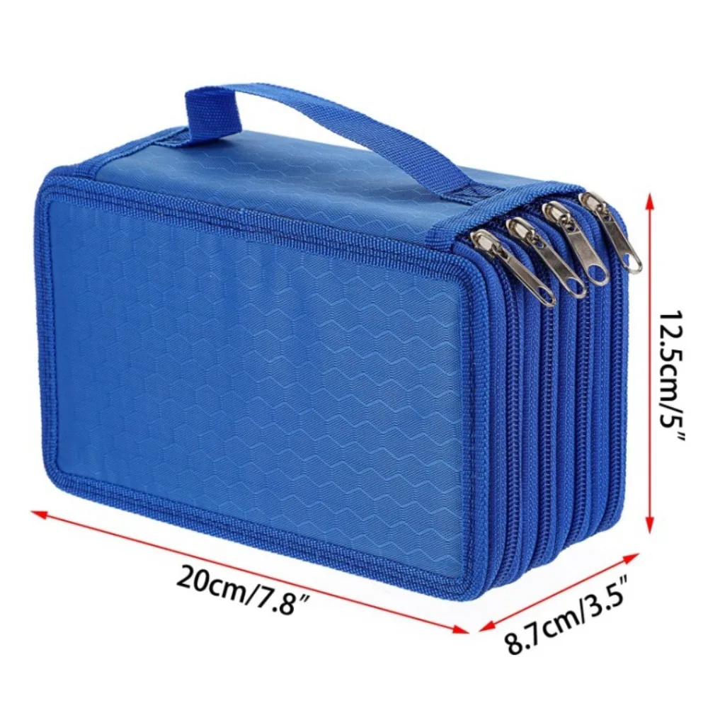 Portable 2/3/4 Layers Colored Pencil Bag Large Capacity Square Pencils Case Smooth Zipper 32/52/75 Holes Pen Pouch Drawing