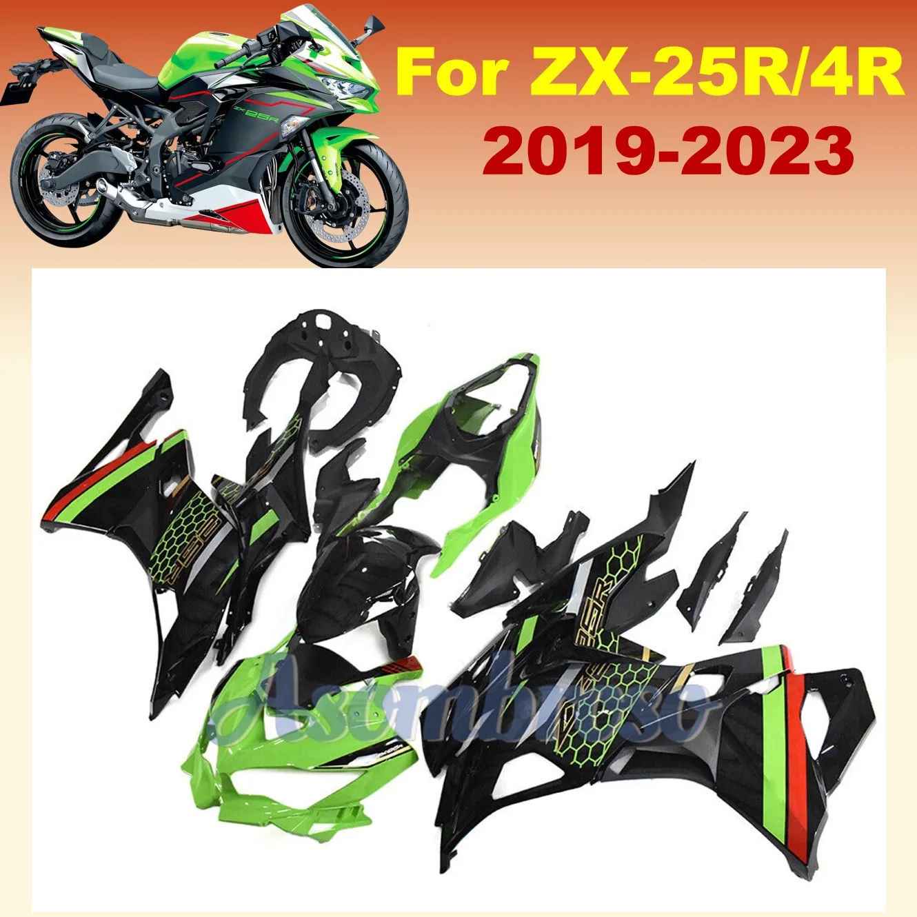 Motorcycle Fairings Kit Fit For ZX-25R ZX-4R ZX 25R 2019 2020 2022 2023 Green Black Bodywork Set zx4r 19-23