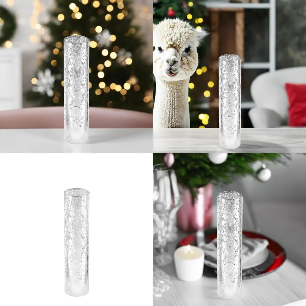 

Набор из 6 серебристых стеклянных подсвечников с вкраплениями, диаметр 3 дюйма, высота 14 дюймов, открытая цилиндрическая форма, включает трубчатый колпак