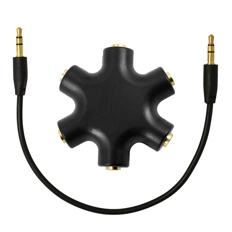 3.5mm Headphone Earphone Stereo Audio Splitter 1 Male to 2 3 4 5 Male Ports Cable Cord Jack Headset 6 Hub Way Audio Adapter Line