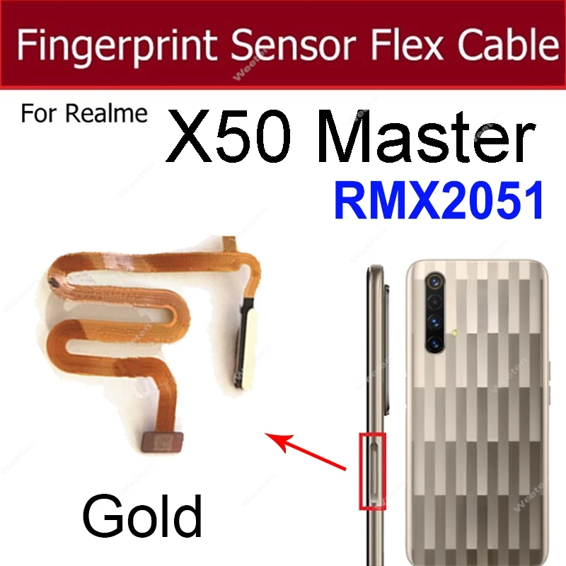 Power Button Fingerprint Sensor Flex Cable For Realme X Lite X50 Master X50M X50T X3 Super Zoom Finger Print Touch Side Sensor