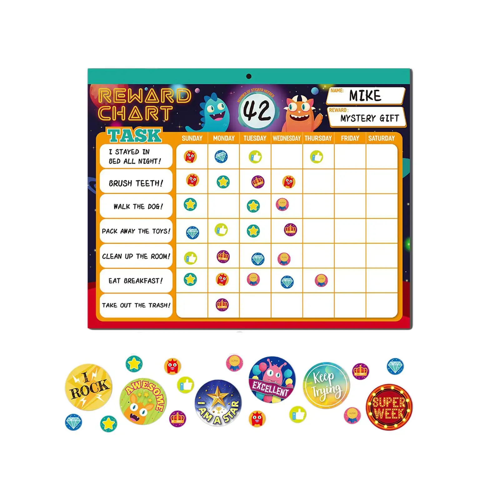 Creative Activity for Kids Behavior Reward Chart with Large Stickers Educational Chore Board for Children 3-10 Years