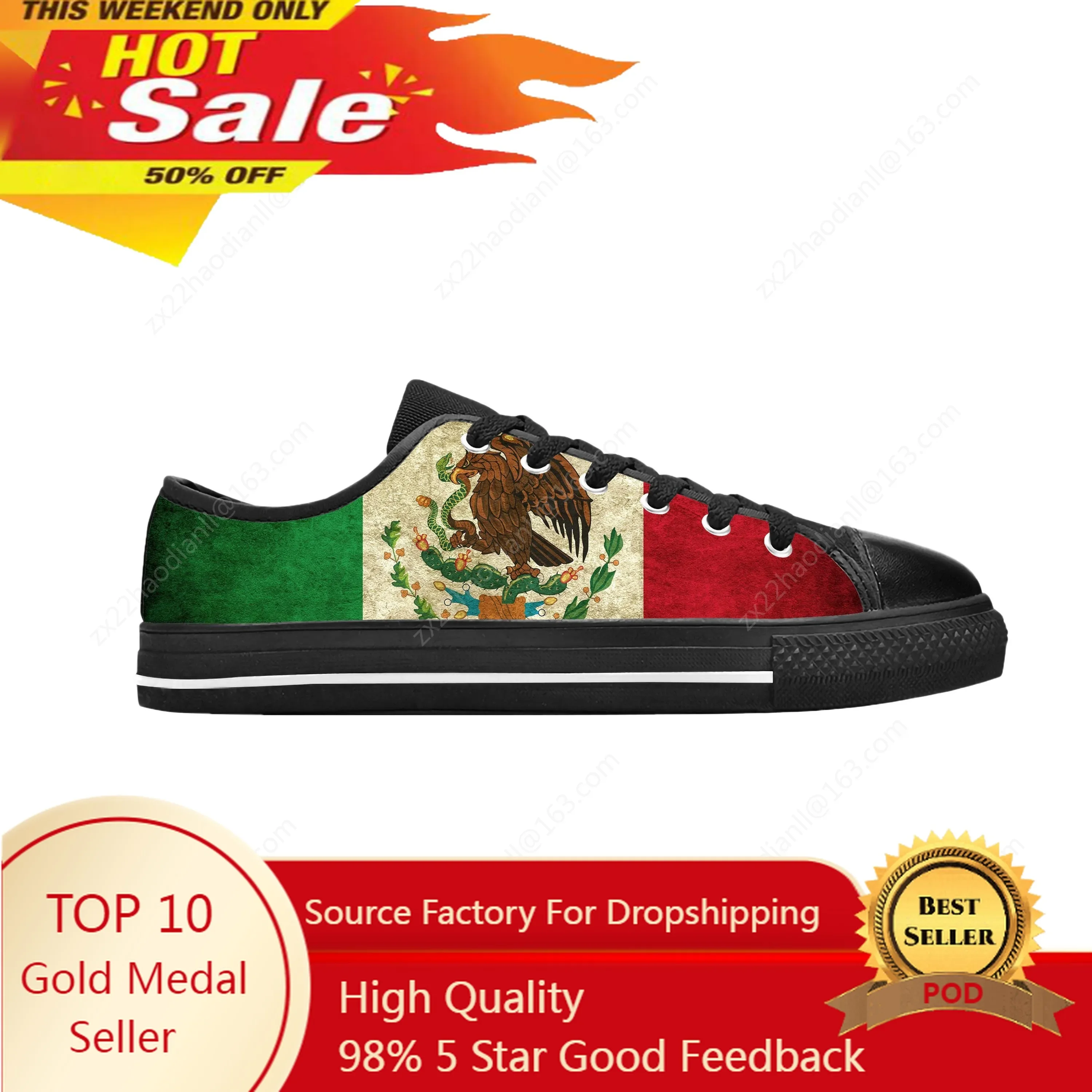 

Mexico Mexican Flag Patriotic Pride Fashion Funny Casual Cloth Shoes Low Top Comfortable Breathable 3D Print Men Women Sneakers