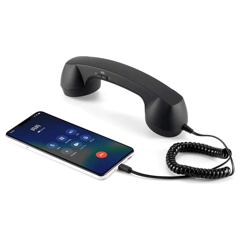 3.5mm/Type-C Retro Phone Telephone Receivers Cellphone Handset for IPhone/iPad/Samsung PC Portable Adjustable Volume Headphone