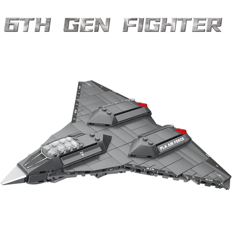 

Modern Military High-Tech Fighter Building Block Sixth Generation Fighter Jet Model Air Weapons Brick War Plane Set Kid Toy Gift
