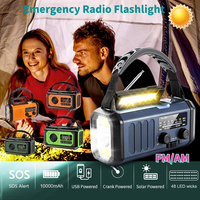 12000mAh Emergency Solar Power Radio with Hand Crank Charging AM FM Weather Station LED Flashlight Phone Charger Bank for Home O