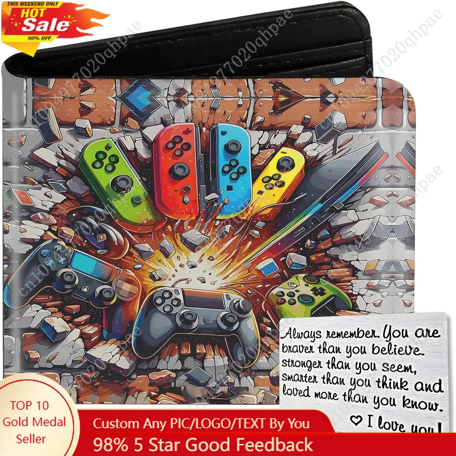 Kids Wallet for Boys, Cool Wallets for Teen Son Ages 4 5 6 7 8 9 10 11 12 13 14 15 16, Leather Bifold Purse for Kid, Christmas B