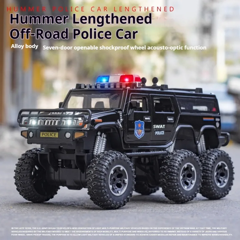 

New 1:32 Hulk Size Extra-large Wheel Extended Off-road Police Car Alloy Model Decoration Collection Decoration Kids Toy Gift Box