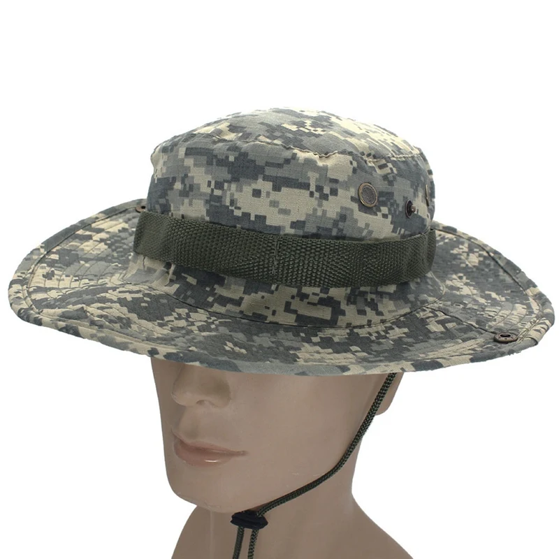 Hunting Grassland Hats Unisex Camouflage Desert Hat Summer Jungle Panama Men Women Outdoor Climbing Fishing Caps UV Protection