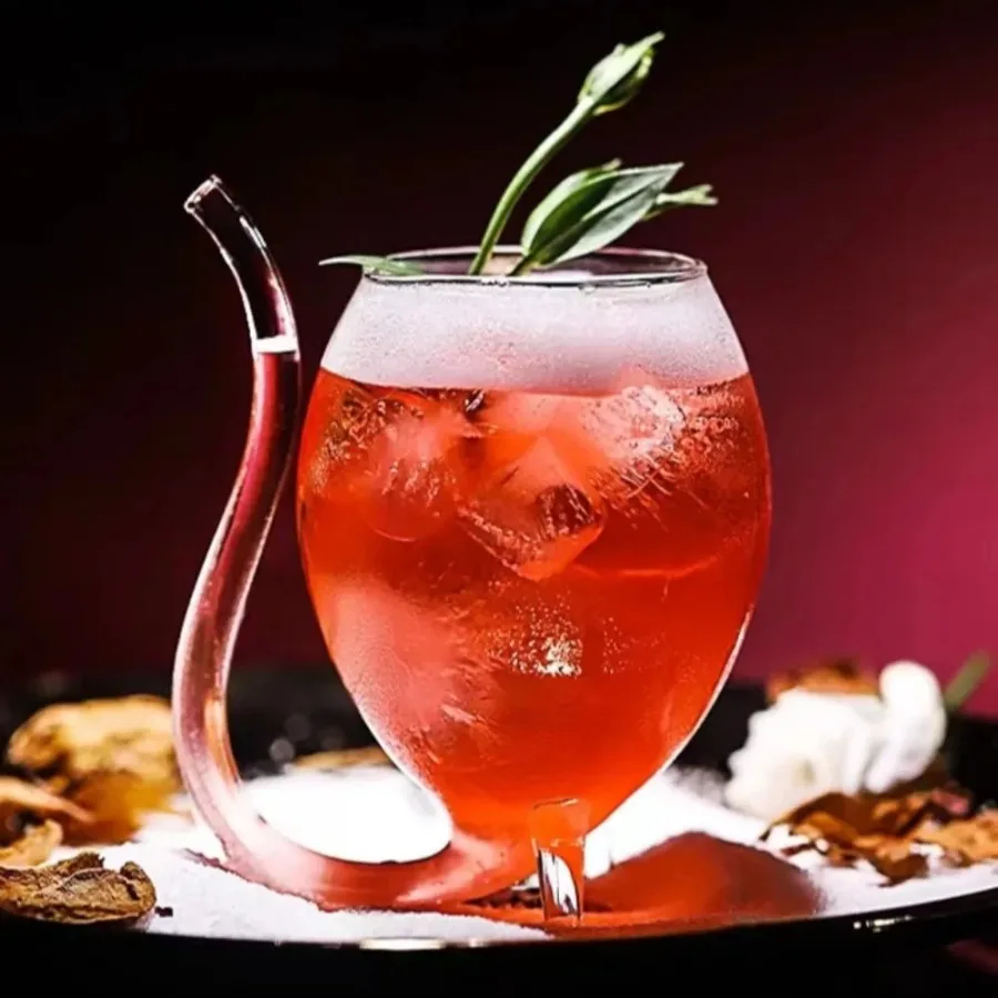 

Wine Glass Cup - Cocktail Glass with Straw for Drinks & Beer, Clear Wine Glasses, Drinkware, Bar Tool, Option for Gift Use