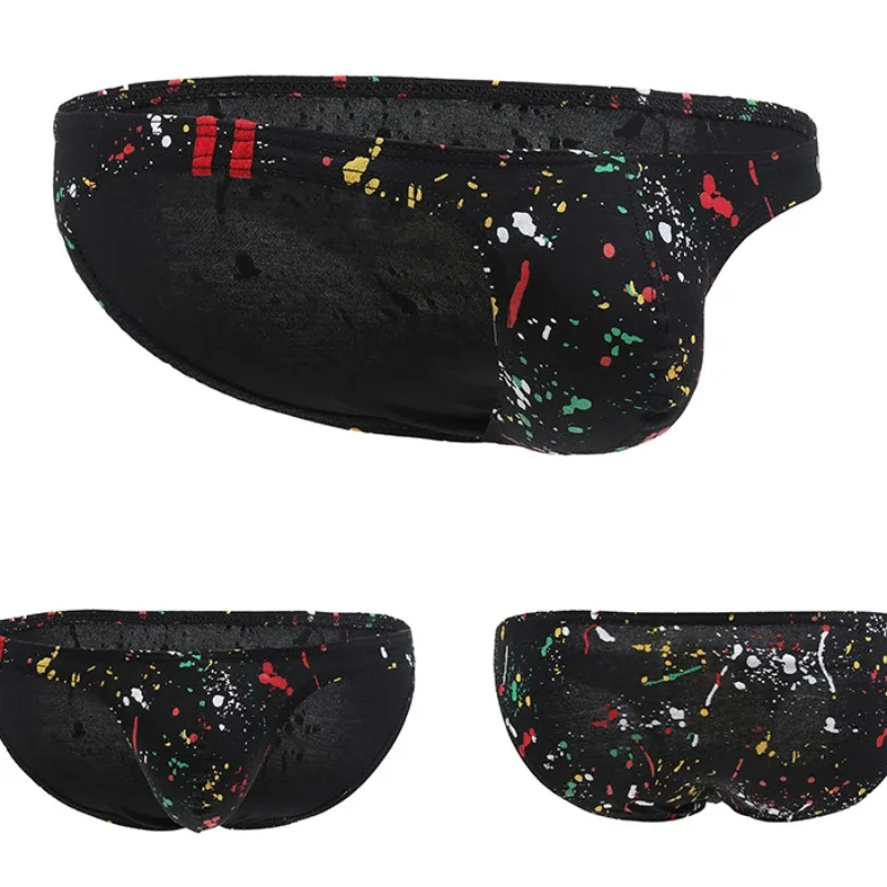 

Men Briefs Sexy Low-Waist Panties Fashion Printed Soft Pouch Underwear Bikini Slip Quick-Drying Skinny Underpants Jockstrap