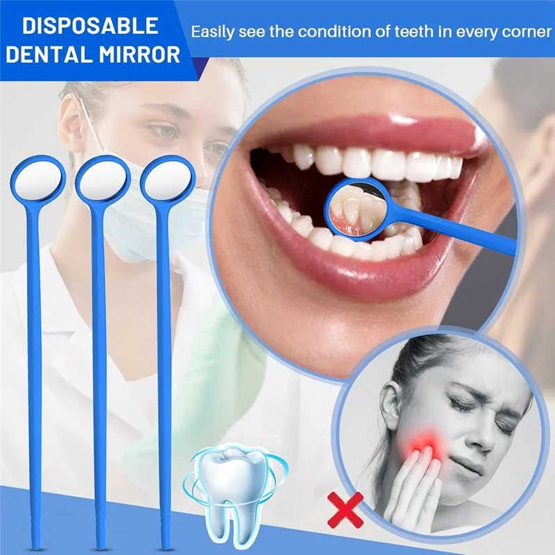 

B92A 300 Pcs Disposable Mirror Anti Fog Mouth Mirror Individually Packed Mirror For Teeth Oral