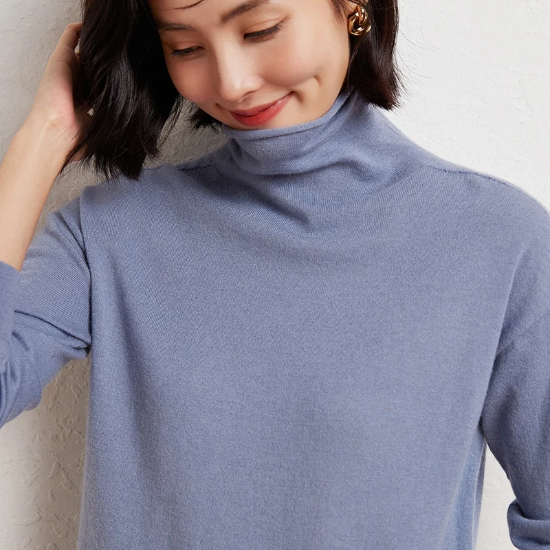 WinvyNee 2024 New Arrivals Women Merino Wool Sweater Autumn Turtleneck Casual Long Sleeve Outerwears Pullovers Winter A1263010