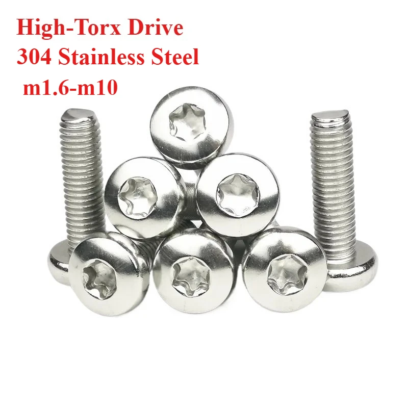3-200pcs GB2672 SUS304 M1.4 M1.6 M2 M2.5 M3 M4 M5 M6 M8 Six - Lobe 304 Stainless Steel Pan Head Torx Machine Security  Screws
