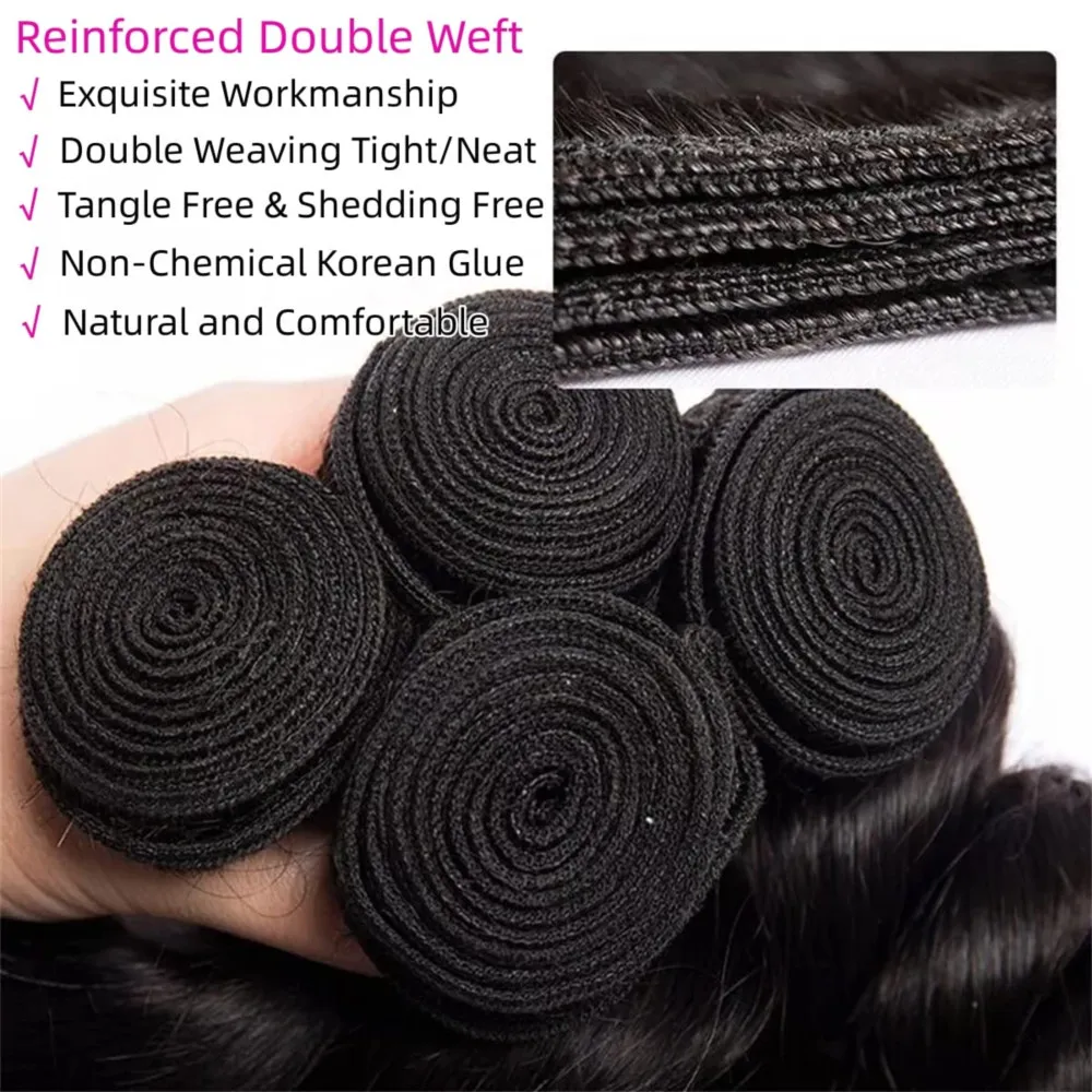 Bundles Human Hair Brazilian Hair Extension Natural Black Color Body Wave Human Hair Bundles 26 28 30 Inch 1/3 Bundles For Woman