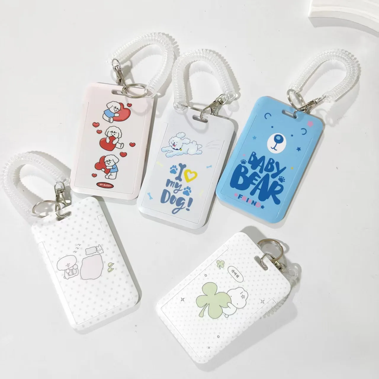 Colorful Plastic Kpop Photocard Holder String Mini Photo Card Holders 3 Inch ID Badge Holder Bus Credit Bank Card Decor
