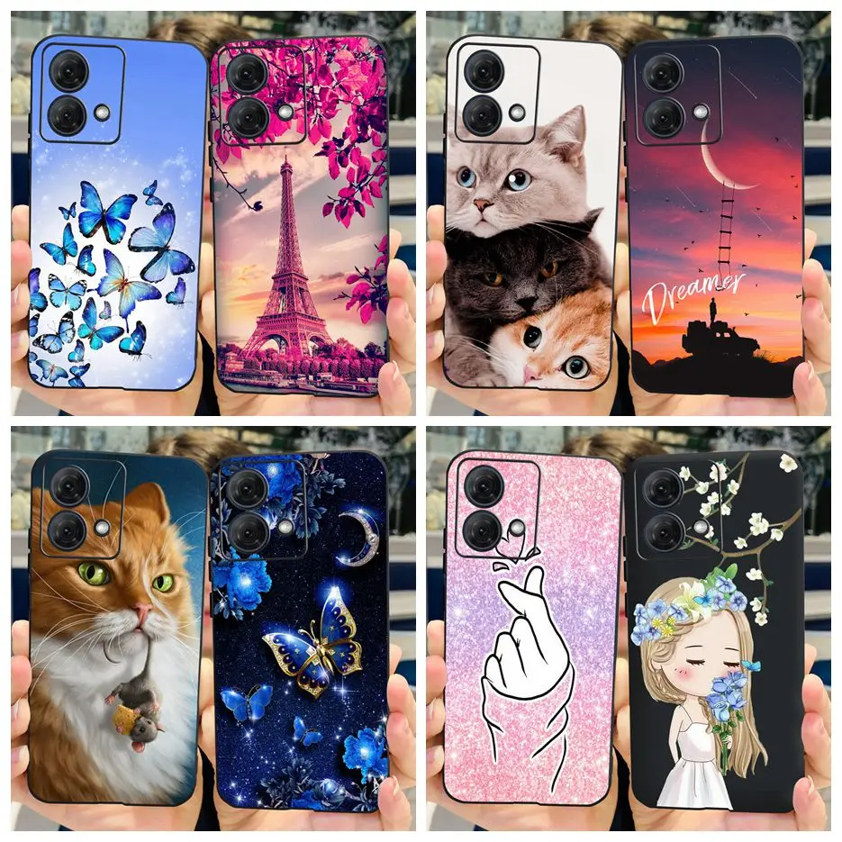 For Motorola Moto G84 5G Case Cute Cat Butterfly Cover 6.5'' Soft Silicone Phone Cases For Motorola G84 Moto G 84 MotoG84 Bumper