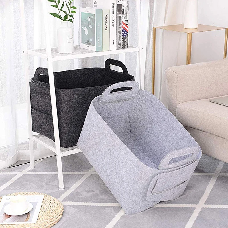 Foldable Felt Storage Basket Laundry Basket Desktop Sundries Underwear Toy Storage Box Cosmetic Stationery Container Basket