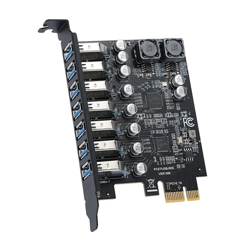 USB 3.0 PCI Express محول PCI E إلى 7 منافذ USB 3 توسيع محول بطاقة USB3.0 Pcie PCI-E X1 محول لسطح المكتب