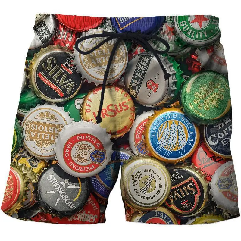 Bier Grafik Shorts Hosen lässig Männer 3d gedruckt Strand Shorts Sommer Surf Badehose Hawaii Urlaub Badeanzug Eis Shorts