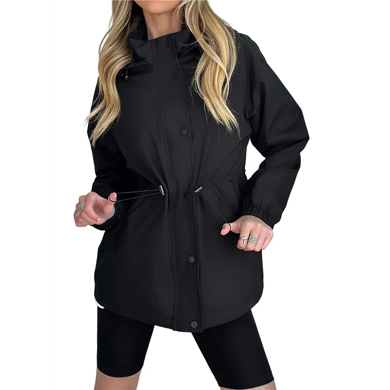 

AB11-Женская водонепроницаемая куртка-дождевик на молнии с длинными рукавами и длинными рукавами, плащи, ветровка, дорожная куртка