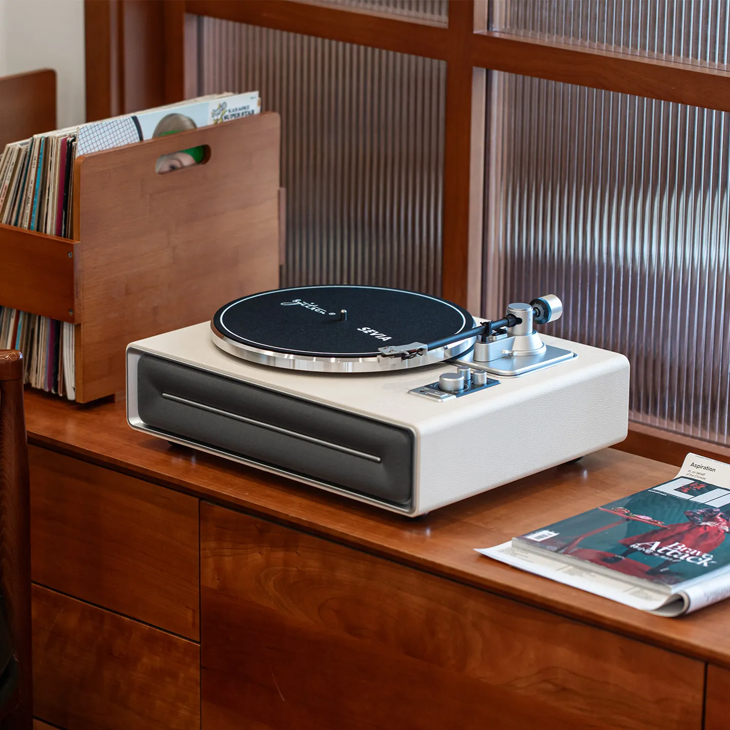Syitren/SEVIA Vinyl Record Player, Retro Gramophone, Film Ornament