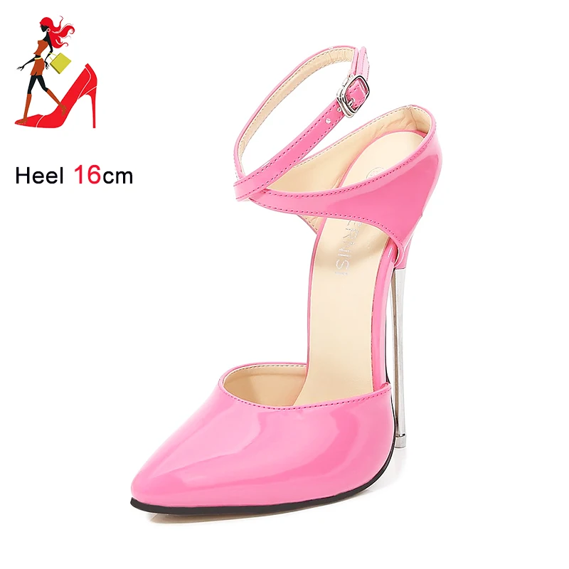 Woman Extreme Metal Heel Sandals Plus Size 46 Summer Stilettos 16CM Fetish High Heels T-stage Show Model Shoes Erotic Women Shoe