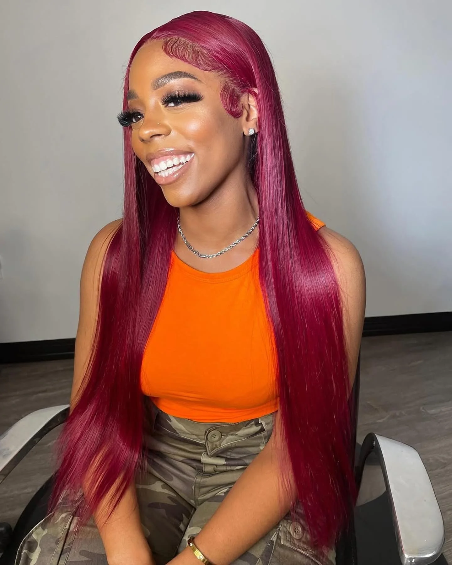 As perucas retas frontais do cabelo humano do laço, Borgonha, arrancaram pre, 99J, densidade 200, 13 × 4