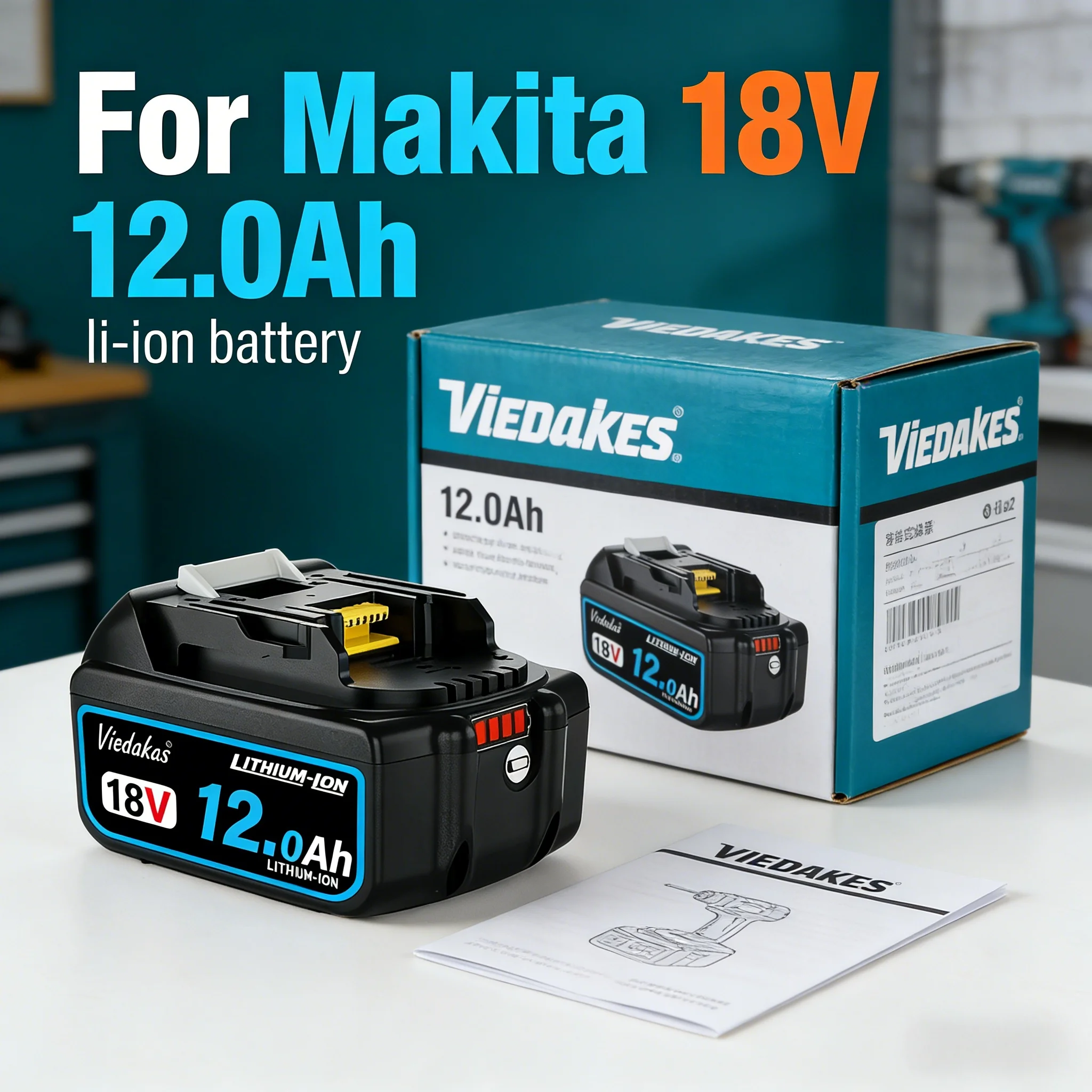  For Makita 18V Battery VIEDAKES 5.0Ah BL1850B BL1860B 18650 High Drain Rechargeable Power Tool Battery 🔋