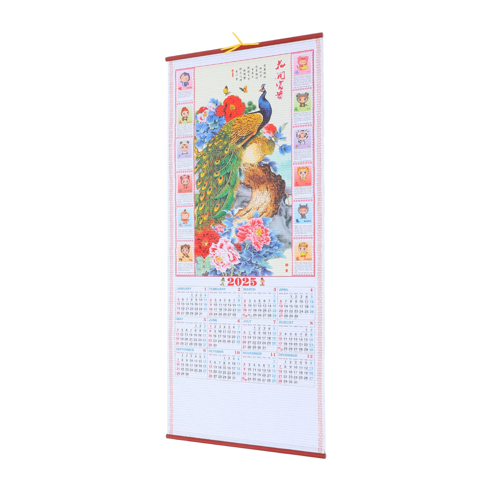 Kalender zum Aufhängen, Schriftrolle, chinesische Wand, 2025, traditioneller Rattan-Imitationsplaner, Neujahrsbüro