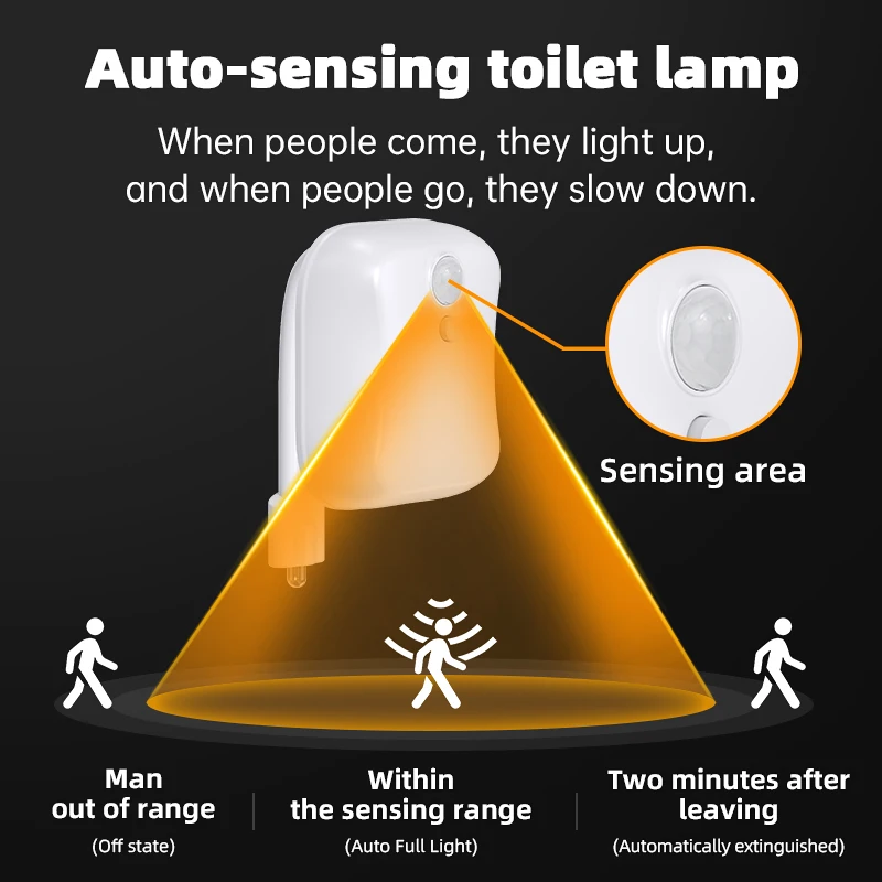 ضوء مستشعر حركة المرحاض الذكي، 16 لونًا RGB، سهل التركيب، عبوتان، ضوء أبيض 7000 كلفن، يعمل بالبطارية، هدية ممتعة