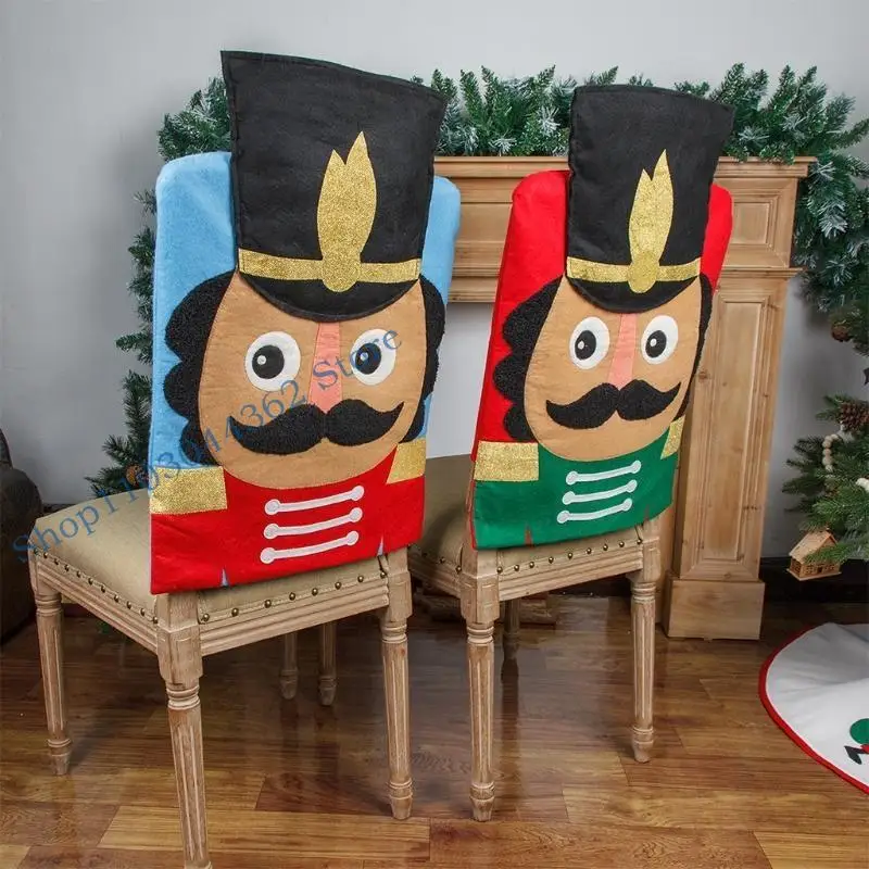 

Рождественский чехол на стул, чехлы на солдатский стул из орехового дерева для столовой, кухни, банкета, рождественские для