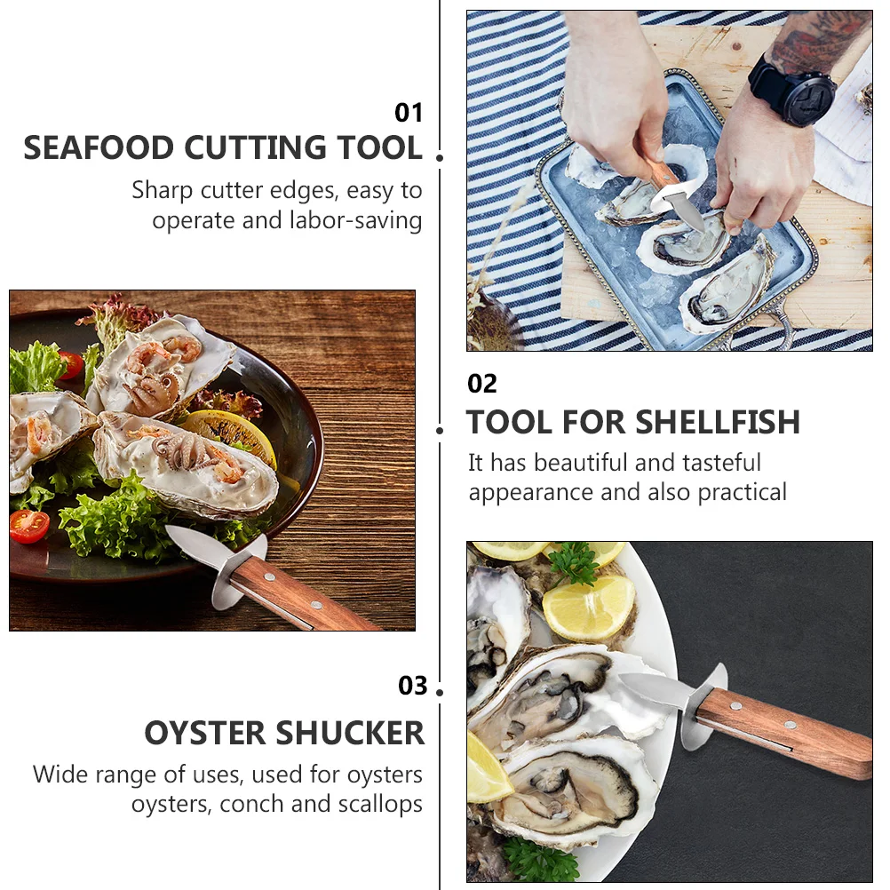 

Stainless Steel Oyster Knife Multifunctional Wood H Shellfish Kitchen Tool Seafood Shucker Scallop Conch