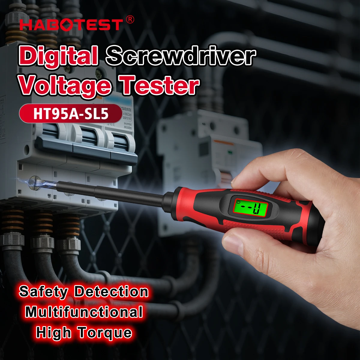HABOTEST HT95A-SL5 Digital Screwdriver Voltage Tester 60-1000V AC NCV Detection LCD Display Electric Pen Test Pencil