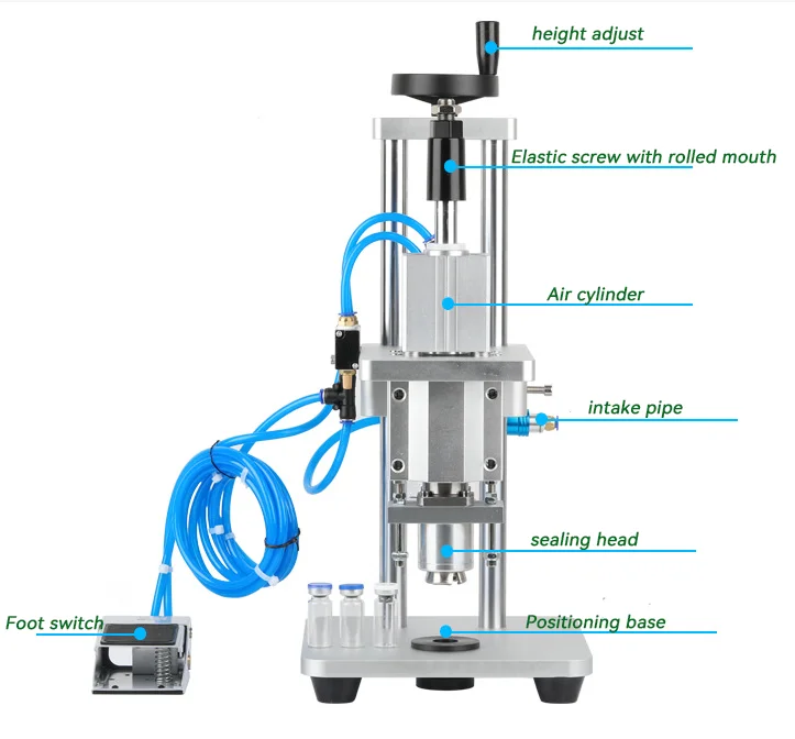 Semi-automatic Pneumatic Sealer Small Perfume Glass Bottle   Lid Machine Gland