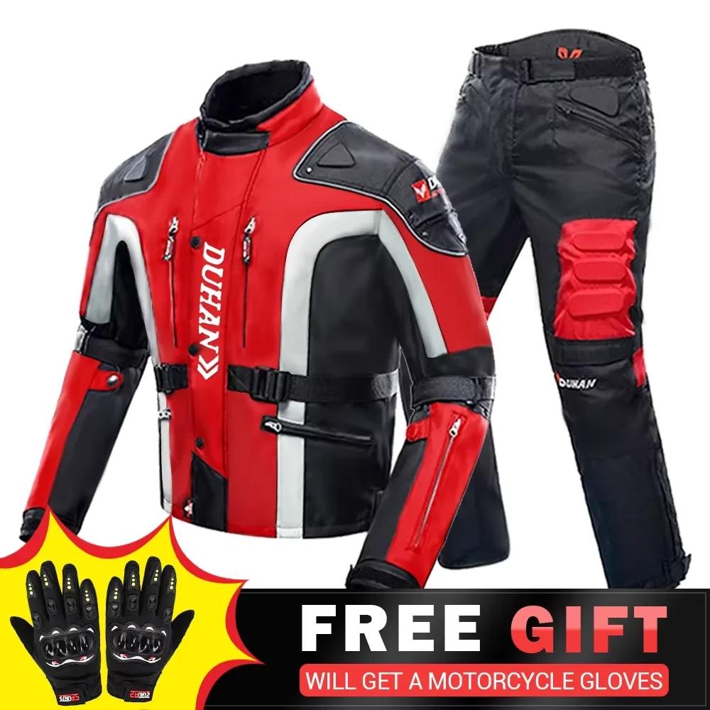 DUHAN Otoño Invierno chaqueta de motocicleta a prueba de frío Protector de Moto pantalones de motocicleta armadura de Moto ropa de turismo equipo de protección