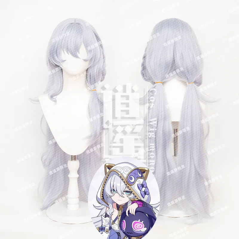 

Парик для косплея Терезы Апокалипсис из аниме Honkai Impact 3, 110 см, серебристый хвост, термостойкий синтетический парик для косплея + шапочка для парика