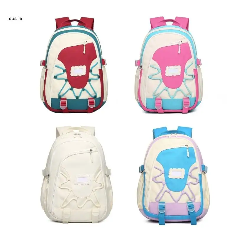 

X7YA Aesthetic Teenager School Backpack Contrast Color Large Capacity Daypack Multiple Pocket School Book Bag for Teens Adult