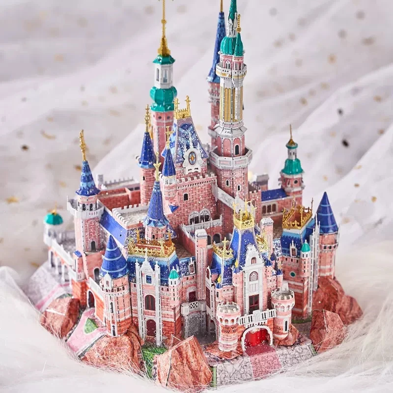 3D Metal Puzzle Dream Princess Castle Model Building Kits with Light DIY Laser Cutting Jigsaw Toys for Girls Birthday Gifts