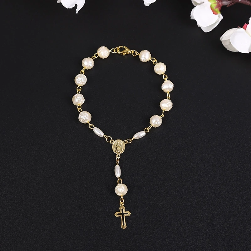 Catholic Church Crucifix for Cross Pendant Rosary Bracelet Christ Prayer Resin Rosaries Beads Chain Religious Jewelry