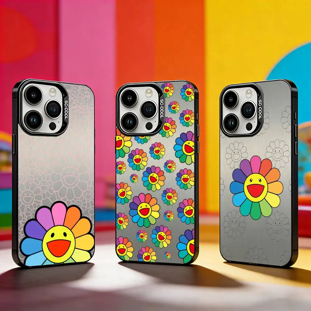 

Takashi M-Murakamis Flowers Phone Case For iPhone 17,16,15,14,13,12,11 Plus,Pro Max,XS,Colored silver phone case