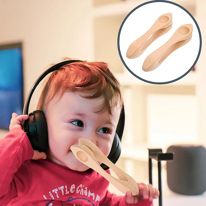 Wooden Musical Spoon Percussion Instrument Kids Orff Rhythm Teaching Aid Children Early Educational Percussion Toy